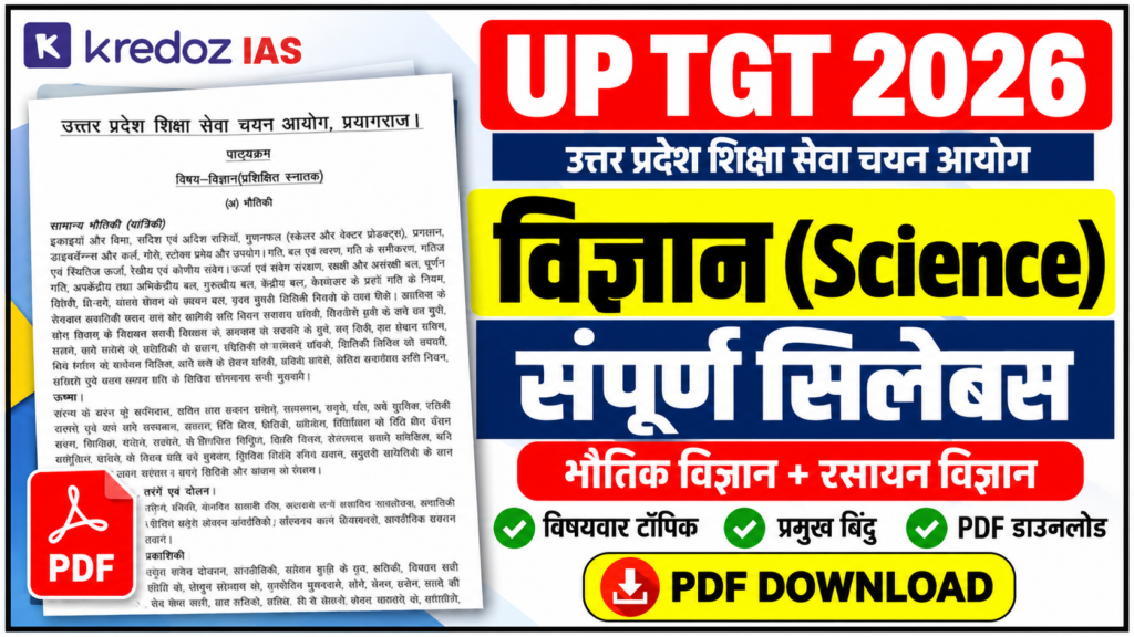 UP TGT Science Syllabus 2026 in Hindi PDF Download