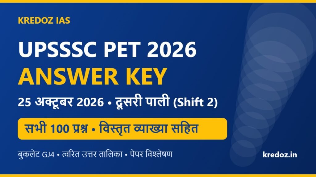 UPSSSC PET Answer Key 2026 Shift 2 – 25 अक्टूबर
